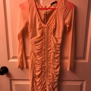 Peach sheer skin tight dress